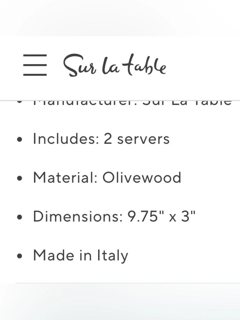 Sur La Table NWT Olivewood Salad Hands Or Servers Italian Made